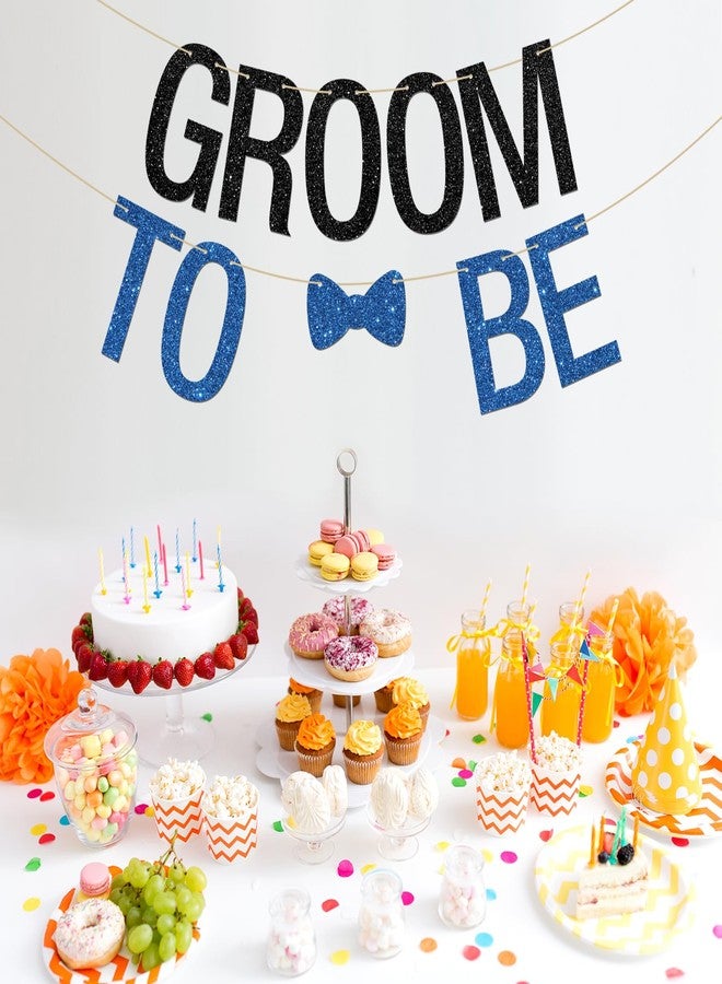 INNORU Groom to Be Banner, Future Groom Party Garland Bunting Bachelor Party Decorations Supplies, Funny Wedding Banner Black Blue Glitter - Image 5
