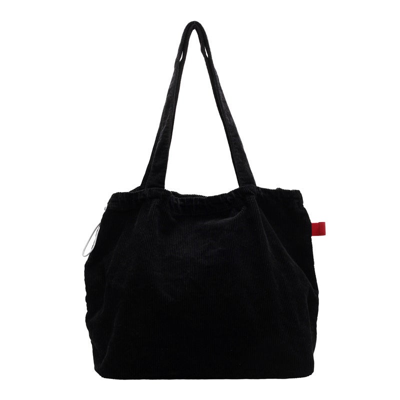 Style Rice Solid Color Vintage Velvet Women'S Bag Ins Simple Shoulder Bag Work Commuter Tote Bag - Image 1
