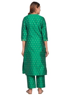 ريارا كورتي نسائي أخضر فاتح مع بنطلون طقم 3/4 كم مناسب للملابس الكاجوال والملابس المدمجة حرير فني (غنيمة التفتا) مقاس XL  - Image 4