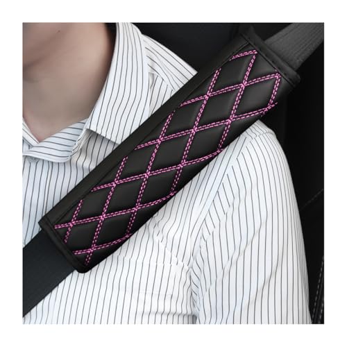 Bittwee Car Seat Belt Pads 2PCS Leather Seatbelt Covers Protect Your Neck and Shoulder More Comfortable Driving Harness Pad for All Cars and Backpack Strap Car Interior Accessories BlackPink - Image 1