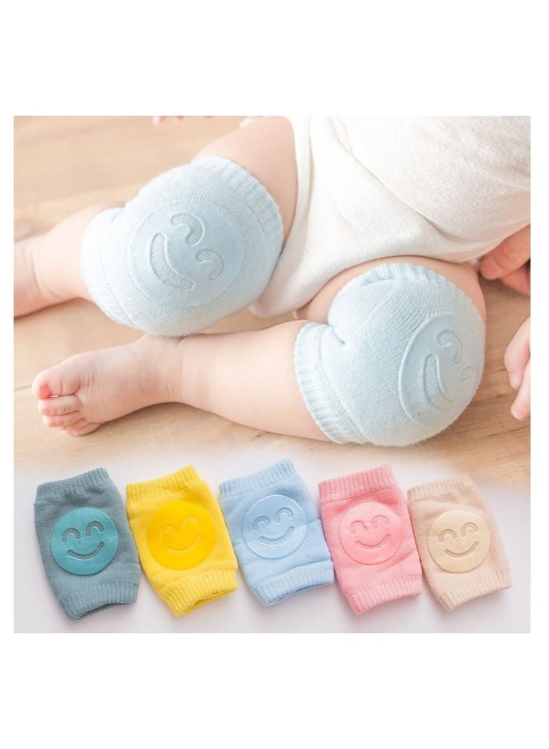 Y&D 5 pairs baby knee pads for Crawling anti-slip padded stretchable elastic cotton soft breathable and comfortable cap elbowsafety protector (multi color) - Image 1