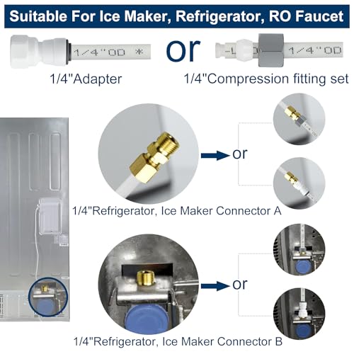 YUHX Refrigerator Water Line Kit Connection and 1/4 Compression Ice Maker Installation Kit,1/4" OD Tubing with Quick Connect for Fridge IceMaker RO Systems Water Filter Faucet,+Feed Water Adapetr 32.8ft - Image 5