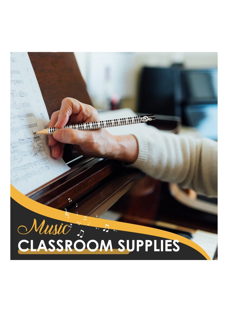 50 Pieces Music Pencils Note Piano Keyboard Bulk Wood Pencils Gifts Fun for Students Kids Teachers Party Favors Classroom Supplies Black and White 7 Inches - Image 2