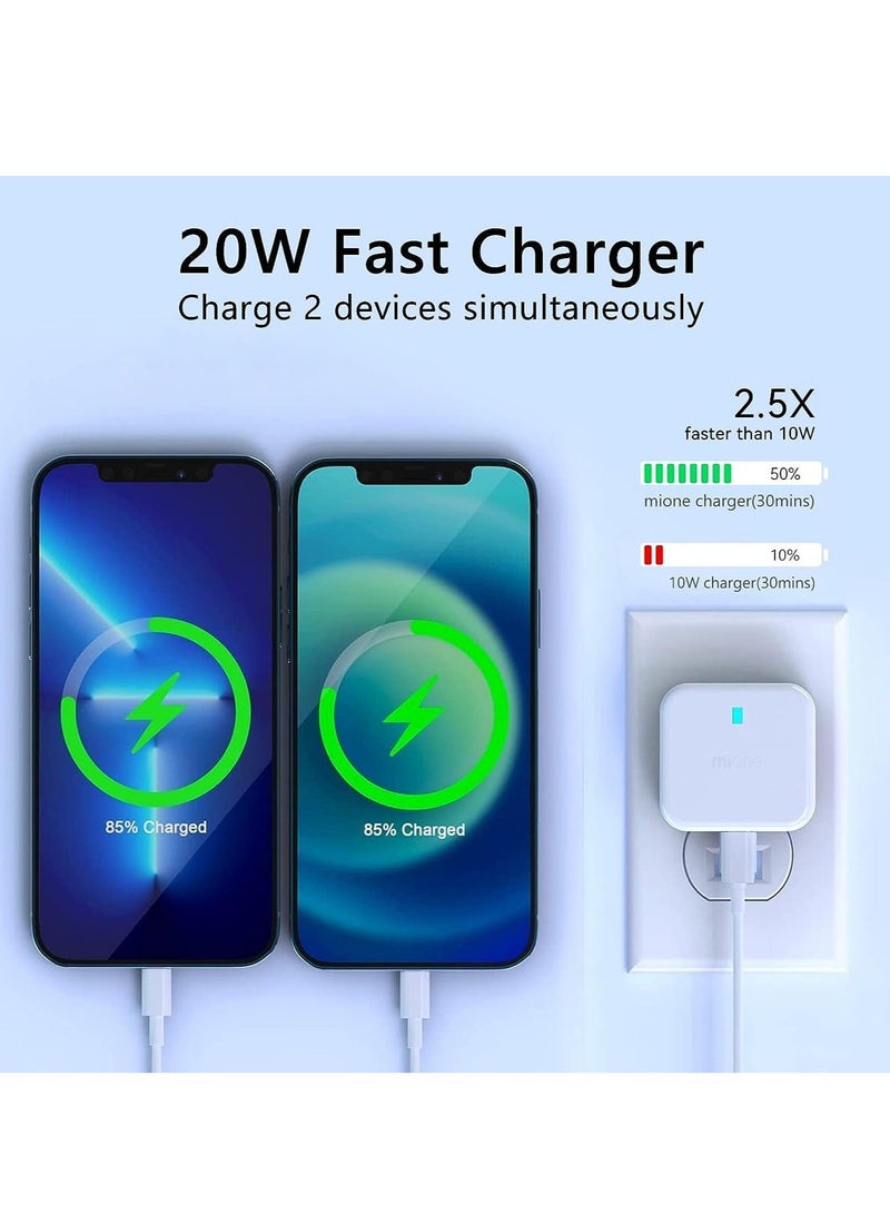 20W USB C Charger Block, 2-Ports [USB-C + USB] Charging Station, QC PD3.0 GaN Fast Charging Block, Type C Power Adapter for iPad Pro/iPhone/Samsung Note/Galaxy (Not with Cable)  - Image 4