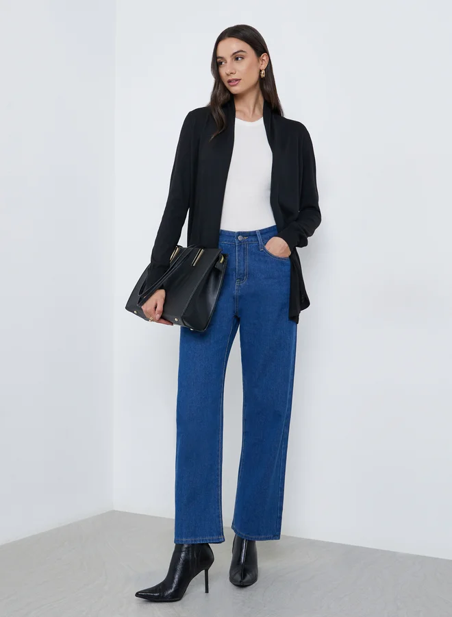 تايك تو كارديجان سادة بقصة فضفاضة ومفتوح من الأمام