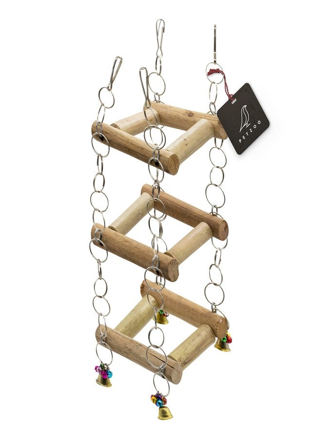 PETZOO Natural Wooden Multi-Storey Swing Toy Perch for Bird Cage Resting Toy for Parrots, Finches, Budgies, Love Birds, Parrots, Conure, African Grey, Cockatiels - Image 1