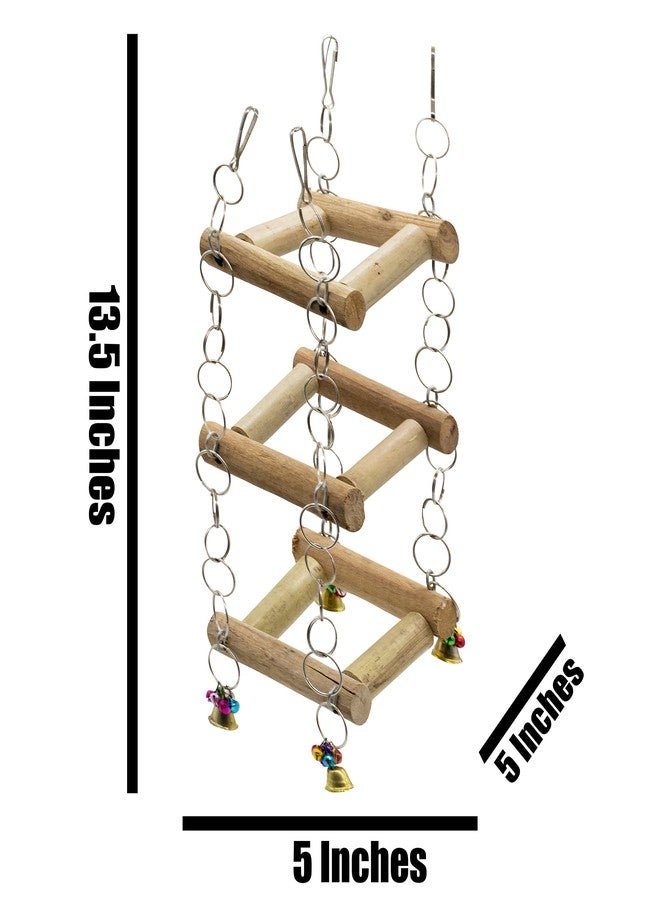 PETZOO Natural Wooden Multi-Storey Swing Toy Perch for Bird Cage Resting Toy for Parrots, Finches, Budgies, Love Birds, Parrots, Conure, African Grey, Cockatiels - Image 3