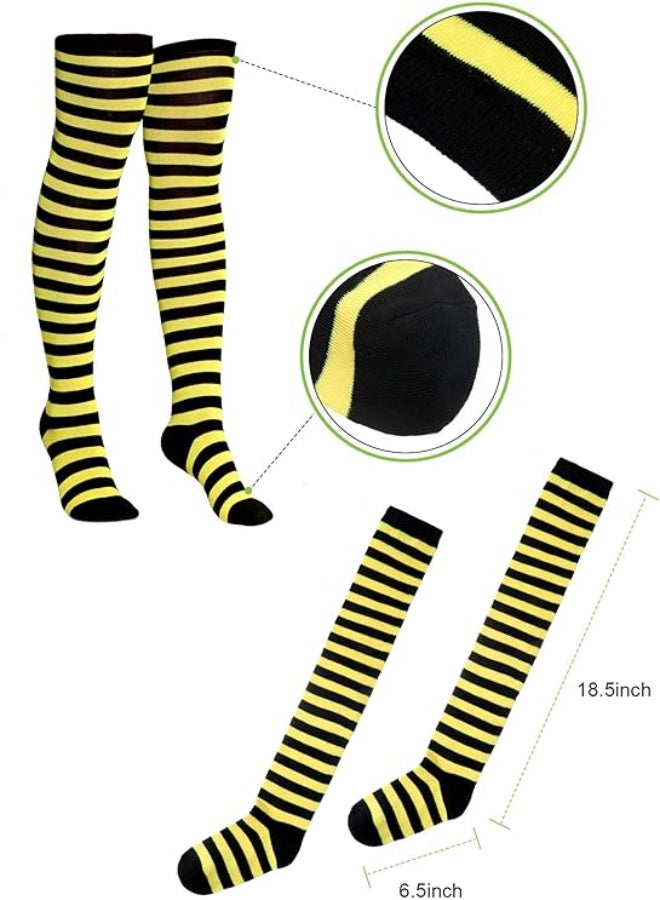 HI-FINE 5 Pieces Bee Costume Kit, Bee Bopper Antenna Headband, Sunglasses, Black and Yellow Tutu Skirt, Bee Striped Leg Warmers Knee Thigh High Stocking and Long Gloves for Christmas Halloween Dress Cosplay Party - Image 3