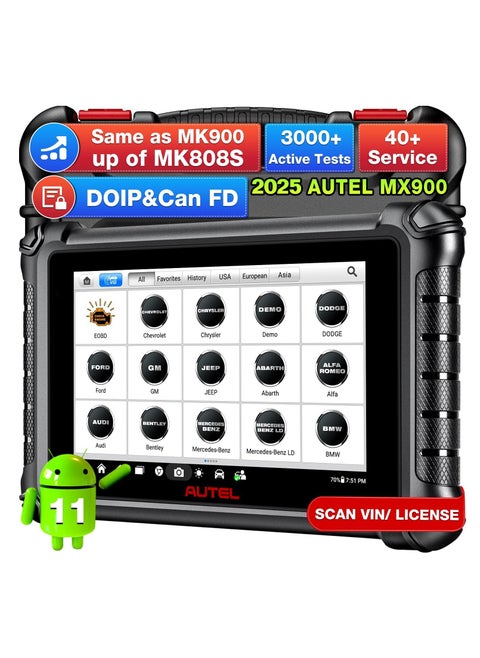 Autel MaxiCheck MX900 Scanner, 2025 Bidirectional Scan Tool with 3000+ Active Test, DoIP&CAN FD, 40+ Service, US Ver. of MaxiCOM MK900 MK900BT, Up of MK808BT MK808S MX808S, All-Sys Diagnose, FCA 11OS