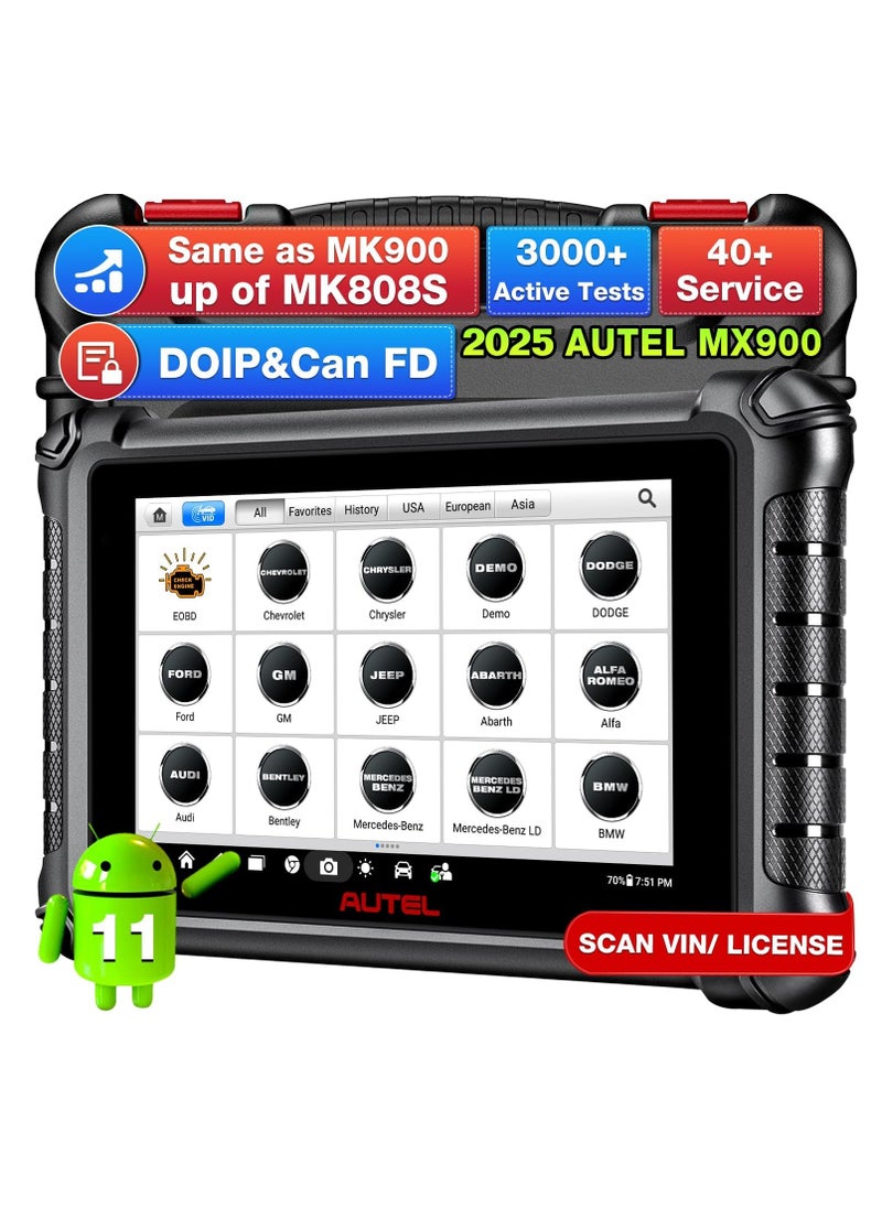 Autel - Autel MaxiCheck MX900 Scanner, 2025 Bidirectional Scan Tool with 3000+ Active Test, DoIP&CAN FD, 40+ Service, US Ver. of MaxiCOM MK900 MK900BT, Up of MK808BT MK808S MX808S, All-Sys Diagnose, FCA 11OS - Image 1