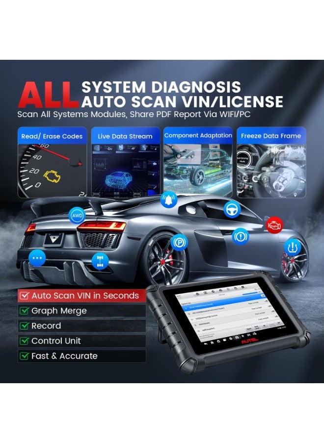 Autel - Autel MaxiCheck MX900 Scanner, 2025 Bidirectional Scan Tool with 3000+ Active Test, DoIP&CAN FD, 40+ Service, US Ver. of MaxiCOM MK900 MK900BT, Up of MK808BT MK808S MX808S, All-Sys Diagnose, FCA 11OS - Image 1