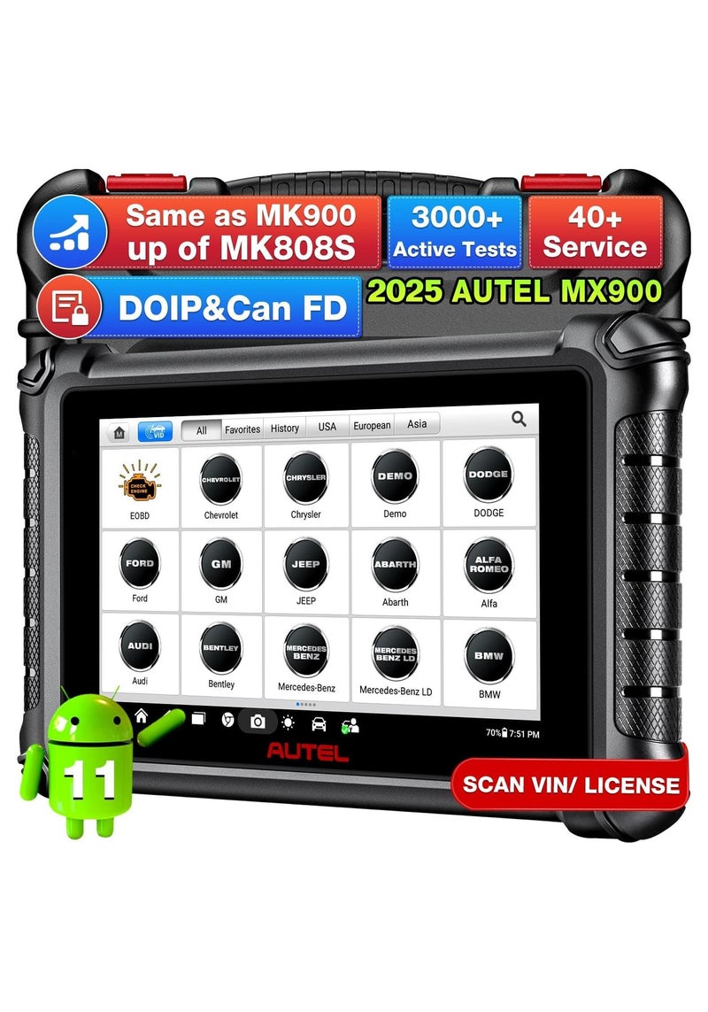 Autel MaxiCheck MX900 Car Scanner, 2025 Bidirectional Scan Tool with 3000+ Active Test, DoIP&CAN FD, 40+ Service, US Ver. of MaxiCOM MK900 MK900BT, Up of MK808BT MK808S MX808S, All-Sys Diagnose, FCA 11OS - Image 1