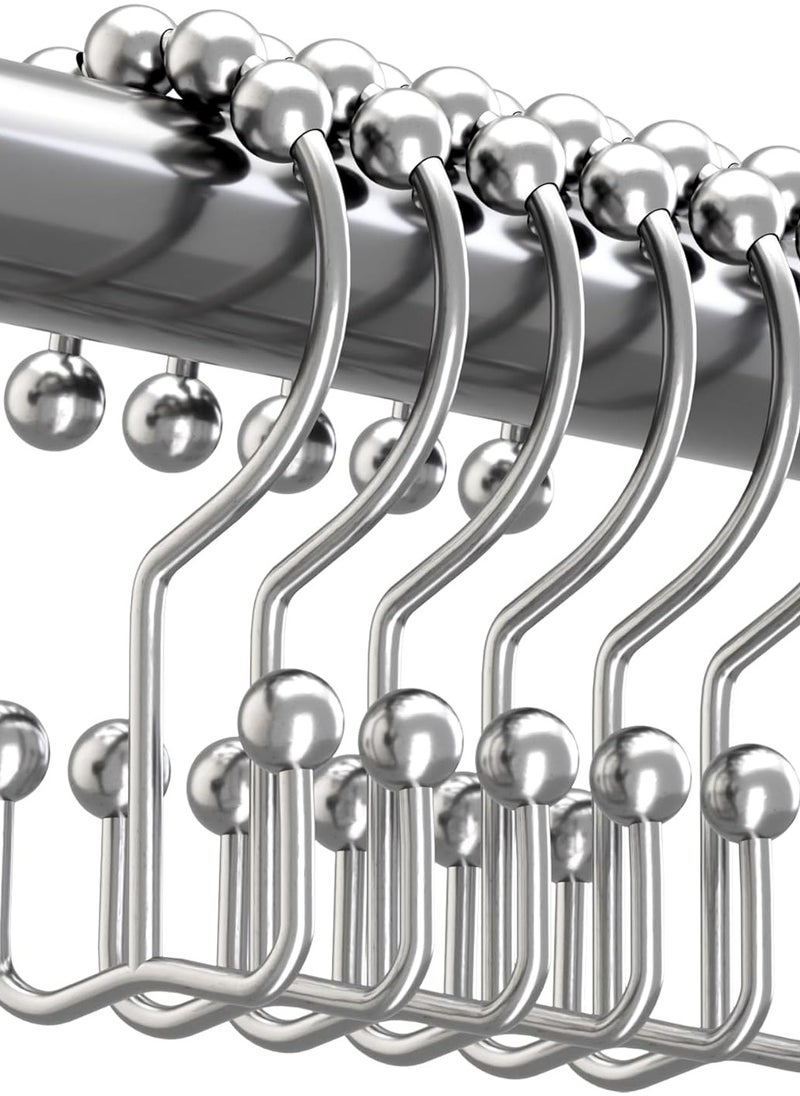 Generic - Shower Curtain Hooks Rings, Rust Resistant Metal Double Glide Shower Hooks Rings for Bathroom Shower Rods Curtains, Set of 6 Hooks - Nickel - Image 1