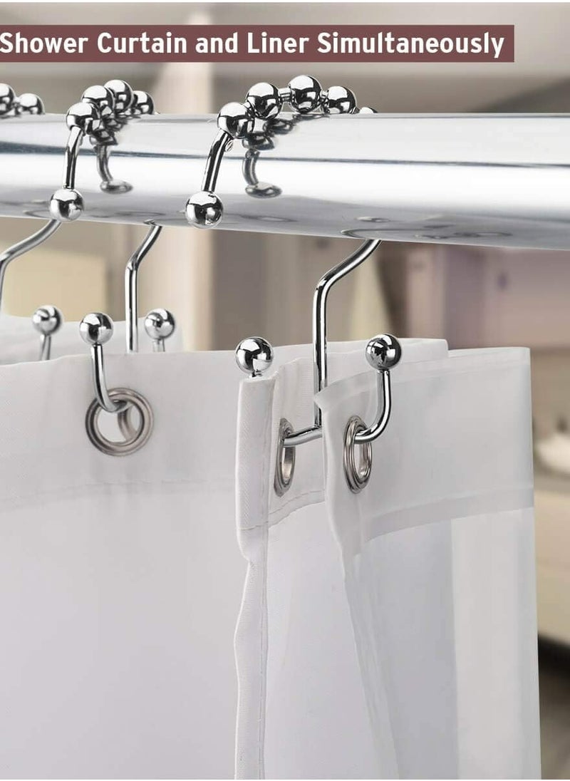 Generic - Shower Curtain Hooks Rings, Rust Resistant Metal Double Glide Shower Hooks Rings for Bathroom Shower Rods Curtains, Set of 6 Hooks - Nickel - Image 1