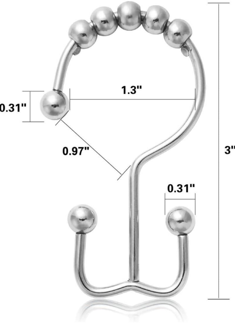 Generic - Shower Curtain Hooks Rings, Rust Resistant Metal Double Glide Shower Hooks Rings for Bathroom Shower Rods Curtains, Set of 6 Hooks - Nickel - Image 1