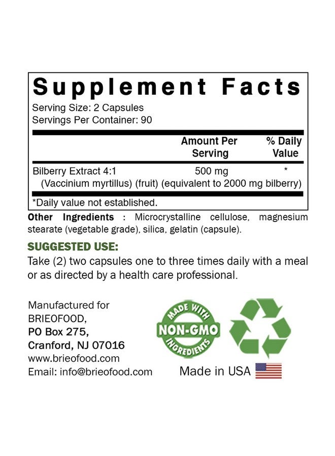 Brieofood Bilberry Extract 2000 mg per Serving 180 Capsules - Image 2