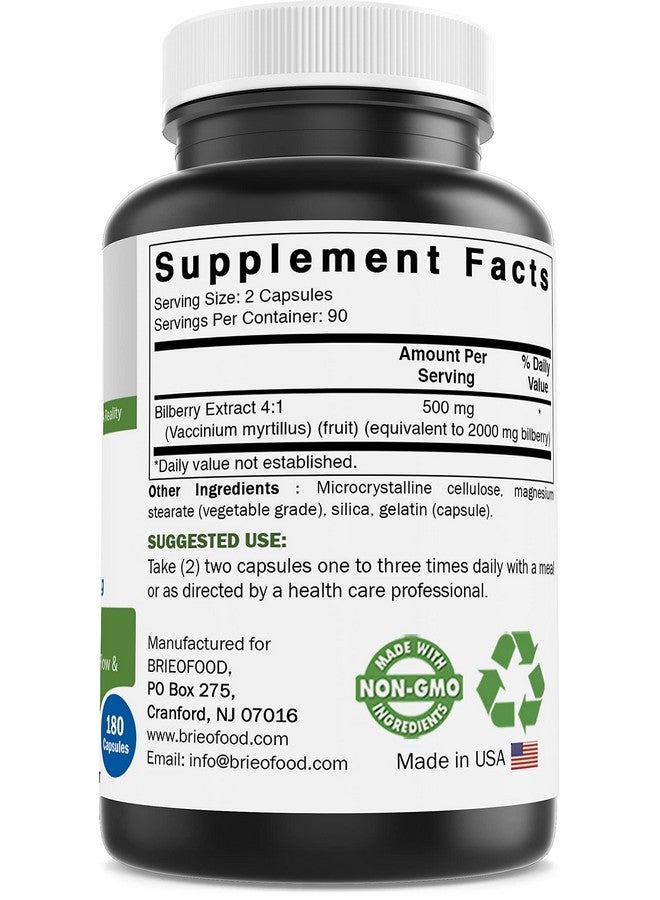 Brieofood Bilberry Extract 2000 mg per Serving 180 Capsules - Image 3