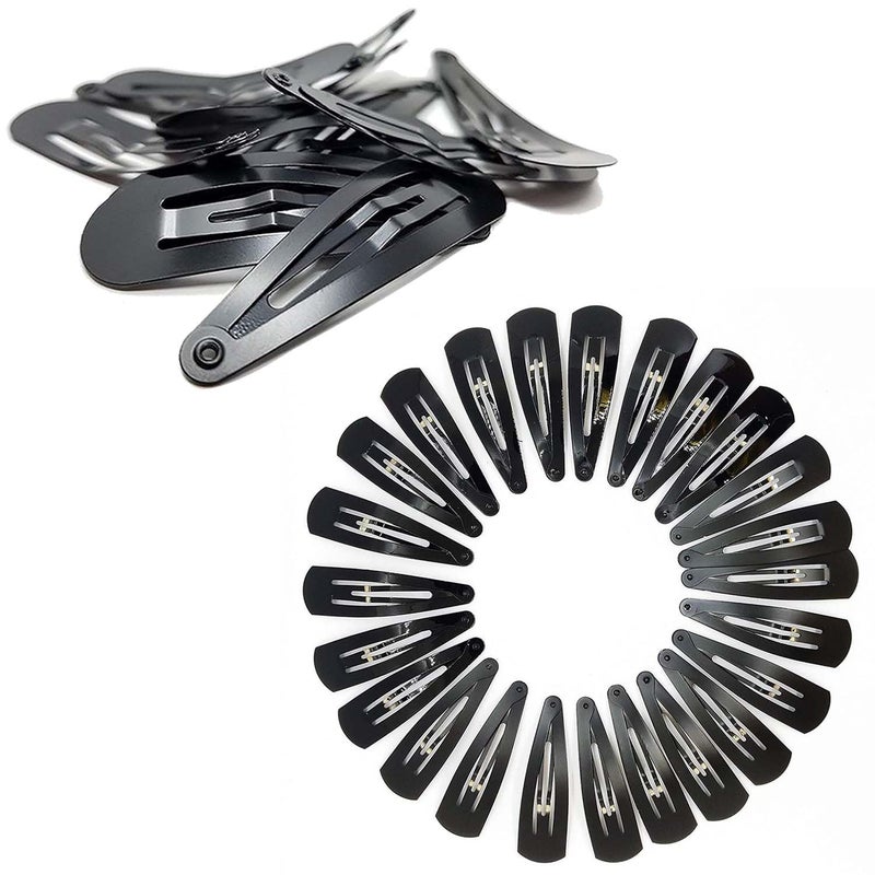 TEMPERIA Tic Tac Hair Clips for Girls (Pack of 12 pcs) (5cm) (Matte Black) - Tik Tak Pins for Women - Image 1