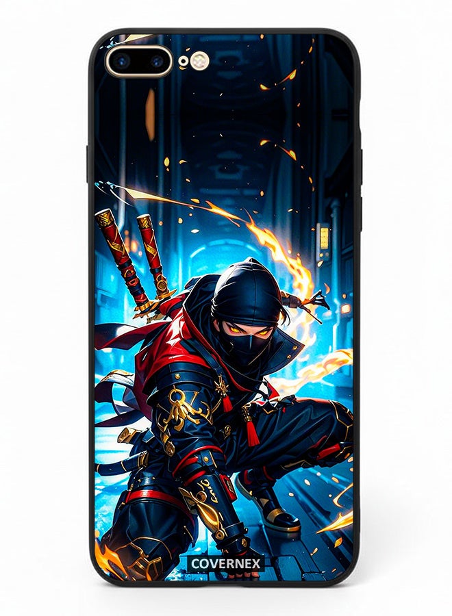 Covernex Apple iPhone 8 Plus Protective Case Cover Printed Featuring Katana Warrior Cyber Ninja Action Illustration - Image 2
