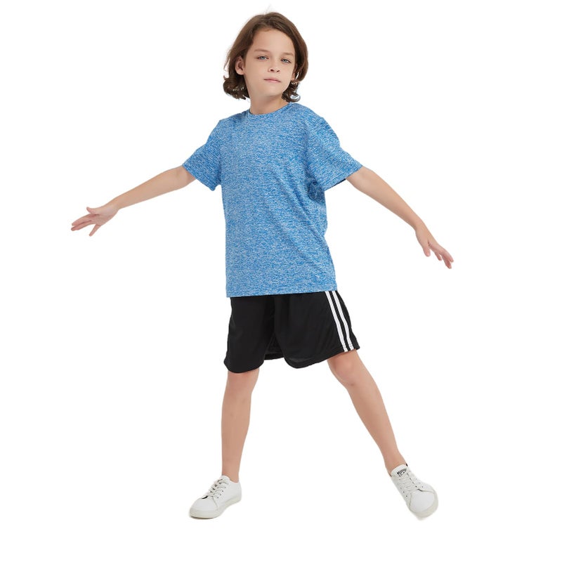 Phedrew 4 Pack Youth Boys Kids T Shirts Quick Dry Short Sleeve Moisture Wicking Tee Shirts Athletic Tops (Age 5-18Y) - Image 2