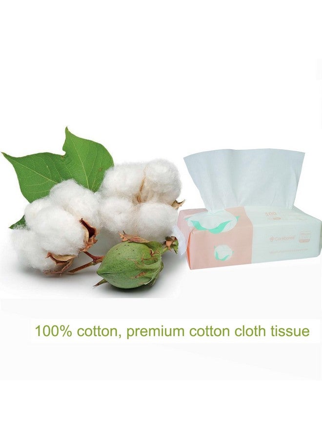 Careboree Ultra Soft Dry Baby Wipes Unscented Face Cleansing Multi-Purpose Pure Cotton Tissue (3 PACK-300 count)) - Image 3