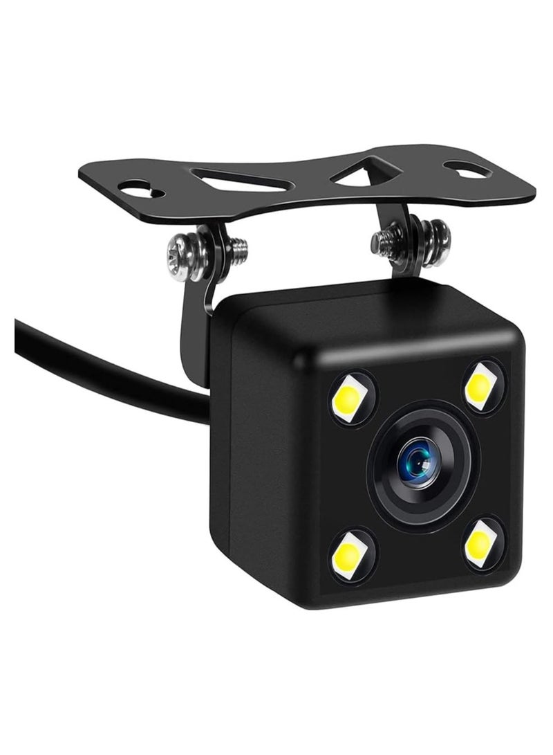Elshafey super HD 4 LED Waterproof 170° Night Vision Reverse Rear View Camera with Mounting Brackets Universal for All Cars (4 LED Square) - Image 1