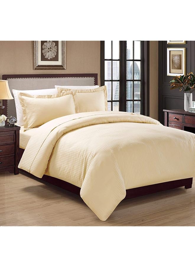 erorex Hotel Stripe 4Pcs Comforter Set Single Size Beige