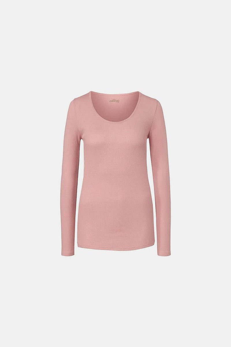 Tchibo Women Round Neck Long Sleeves Plain Tops, Peach  - Image 3