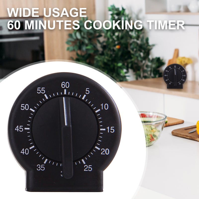 Kitchen Timer 7.2x7x4.5cm Black High Quality Plastic - No Battery Required Loud Sound High Accuracy for Home Kitchen Office Public Places - Image 2