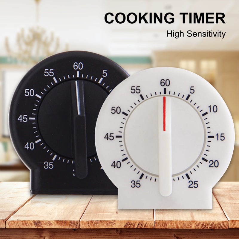 Kitchen Timer 7.2x7x4.5cm Black High Quality Plastic - No Battery Required Loud Sound High Accuracy for Home Kitchen Office Public Places - Image 1