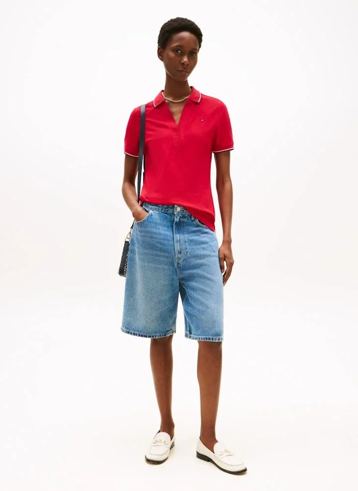 TOMMY HILFIGER 1985 TIPPING SLIM OPEN SS POLO