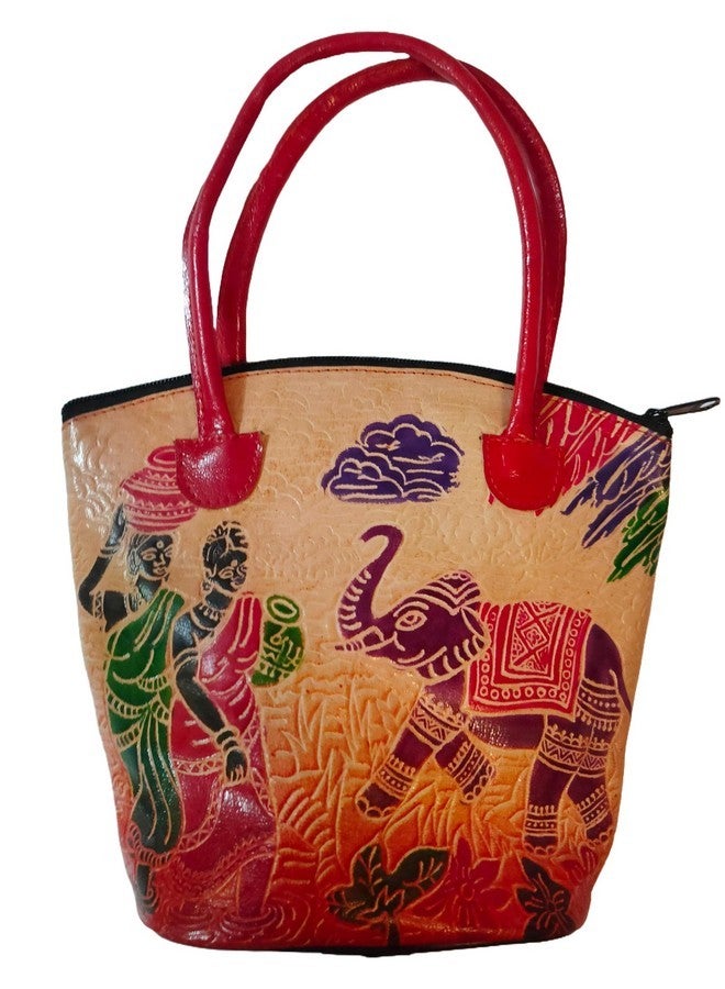 CLASSIQUE Shantiniketan Pure Leather Traditional Printed Handbag Shoulder For Women Printed - Image 1