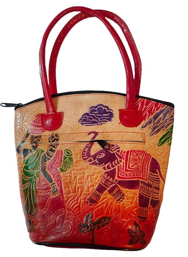 CLASSIQUE Shantiniketan Pure Leather Traditional Printed Handbag Shoulder For Women Printed - Image 4