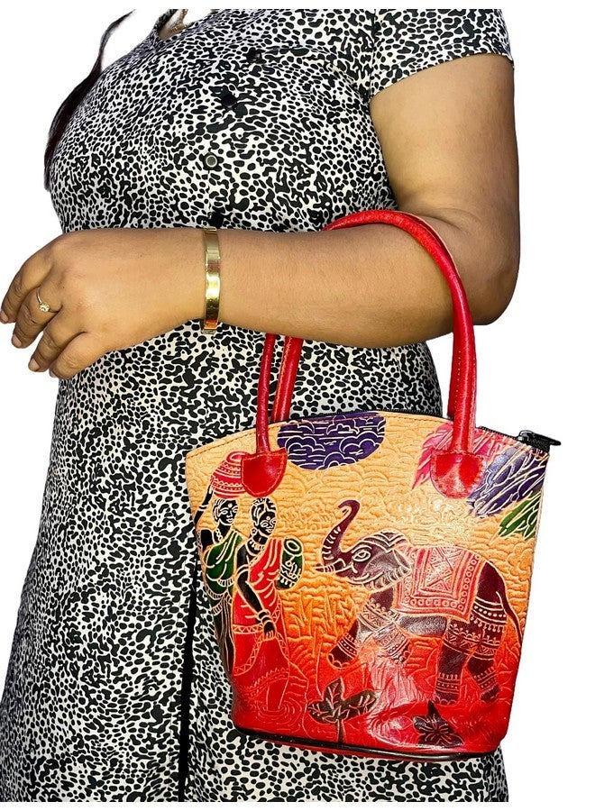 CLASSIQUE Shantiniketan Pure Leather Traditional Printed Handbag Shoulder For Women Printed - Image 2