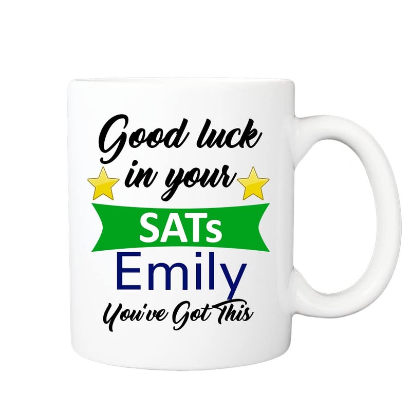 MITY Personalised Good Luck in Your SATs Mug Card Gift Set Gift for SATs Good Luck Gift SATs Gift Sitting SATs Gift Best of Luck Gift SATs - Image 1