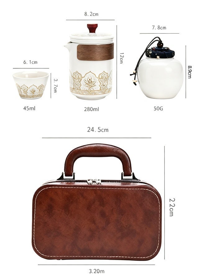 VINNYSEN Ceramic Kungfu Tea Sets Portable Chinese Travel Tea Set with Tea PotTea Canister 3 Cups & Travel Bag Suitable for Travel Home Outdoor Office - Image 5