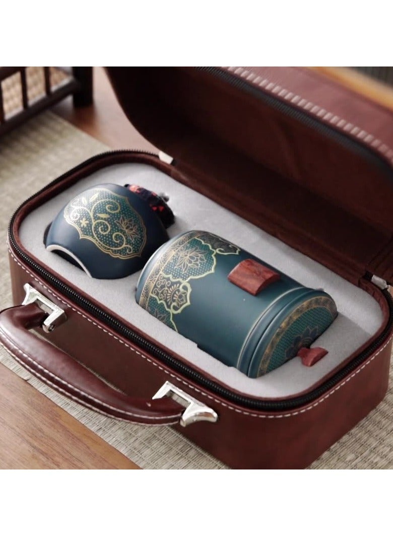 VINNYSEN Ceramic Kungfu Tea Sets Portable Chinese Travel Tea Set with Tea PotTea Canister 3 Cups & Travel Bag Suitable for Travel Home Outdoor Office - Image 4