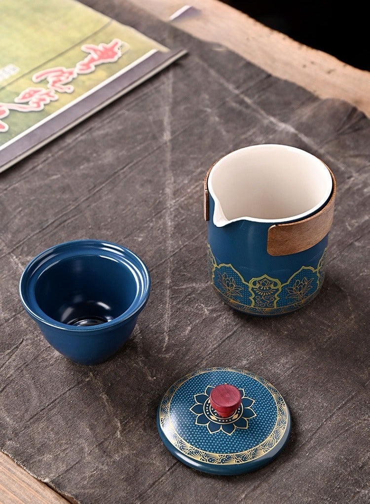 VINNYSEN Ceramic Kungfu Tea Sets Portable Chinese Travel Tea Set with Tea PotTea Canister 3 Cups & Travel Bag Suitable for Travel Home Outdoor Office - Image 3