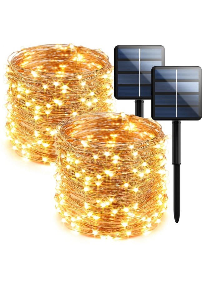 Solar String-Lights Outdoor, 2-Pack Upgraded 8 Modes & Total 480 LED Star Bright Solar Light with 1200 Mah Battery Backup,157Ft Solar-Fairy-Light Outdoor for Garden Patio Decorations (2pcs)