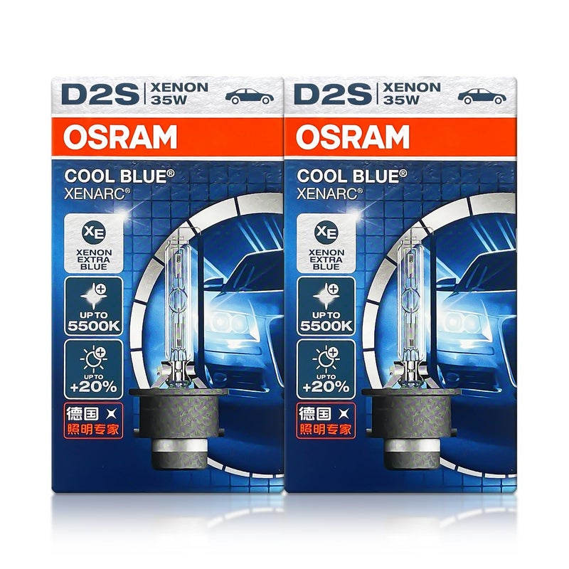 OSRAM Xenarc D2S Cool Blue HID Xenon Headlight Bulbs 66240CB 85V 35W 5500K Made in Germany  Pack of 2