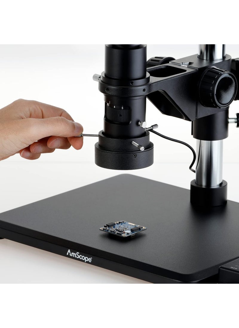 AmScope AmScope H800 Series Zoom Digital Inspection Monocular Stereo Microscope 07X5X Magnification on Pillar Stand with 4K HDMI Camera and 96LED Ring Light  - Image 4