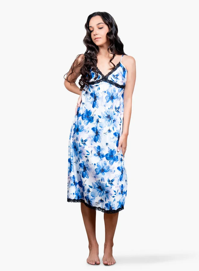 Aadaraya Aadaraya All-Over Floral Print Slip Dress