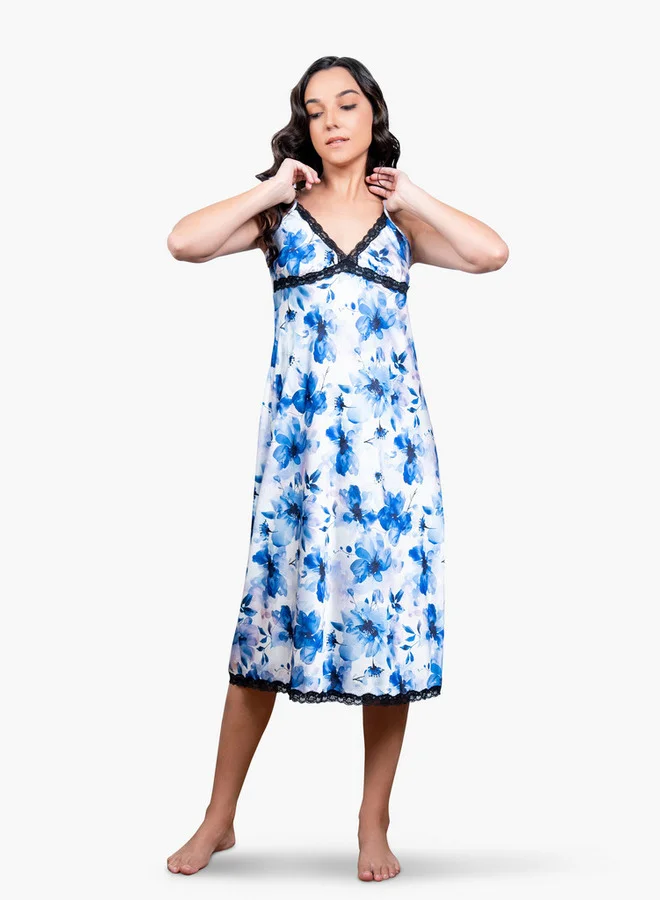 Aadaraya Aadaraya All-Over Floral Print Slip Dress