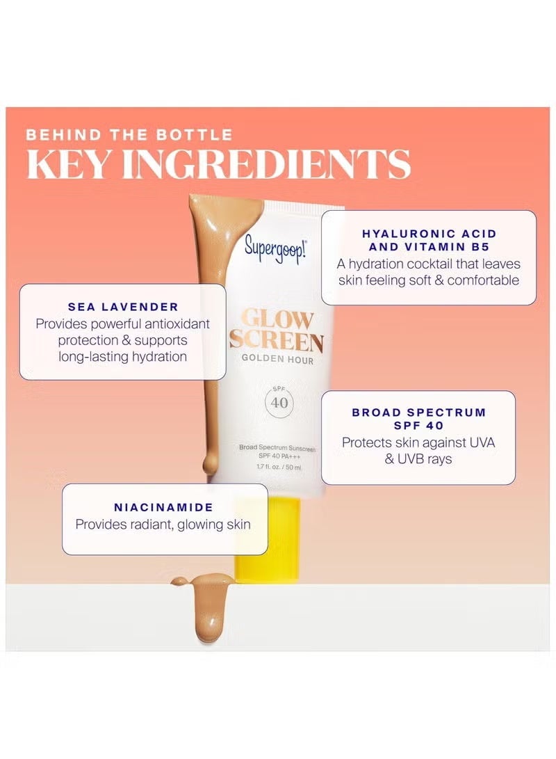 Supergoop! Glowscreen SPF 40, Sunrise (Champagne Glow) - 1.7 fl oz - Glowy Primer + Broad Spectrum Tinted Sunscreen - Helps Filter Blue Light - Hydration - Hyaluronic Acid & Vitamin B5 - Image 2