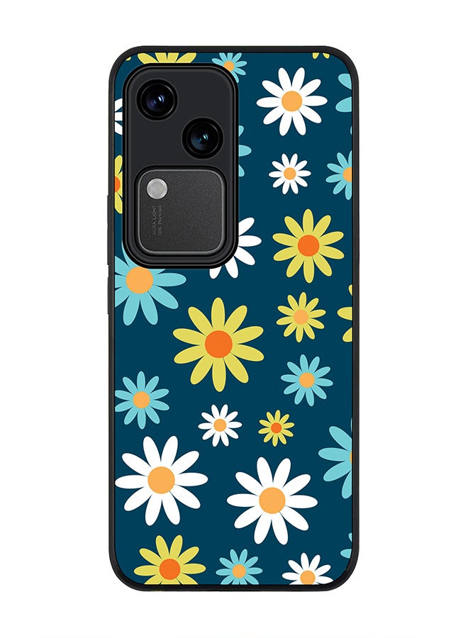 Stylizedd Rugged Black edge case for Vivo V30 5G, Slim fit Soft Case Flexible Rubber Edges Anti Drop TPU Gel Thin Cover -  Pick A Daisy - Image 1