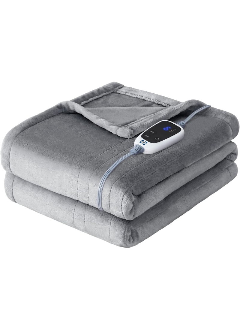 Generic Fast Heating Light Gray Flannel Heating Blanket, 6 Heat Settings And 2-10 Hours Auto Shut Off, Suitable For Home Office Use, 50x60 Inches  - Image 1