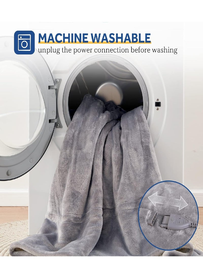 Generic Fast Heating Light Gray Flannel Heating Blanket, 6 Heat Settings And 2-10 Hours Auto Shut Off, Suitable For Home Office Use, 50x60 Inches  - Image 4