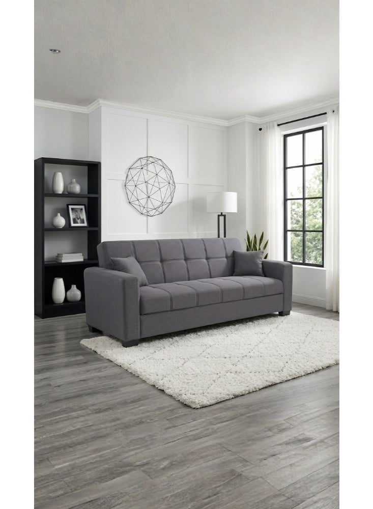 Karnak Alba 2-in-1 Sofa Cum Bed 3 Seater Convertible Sleeper Sofa with Storage & Cushions (Grey) - Image 1