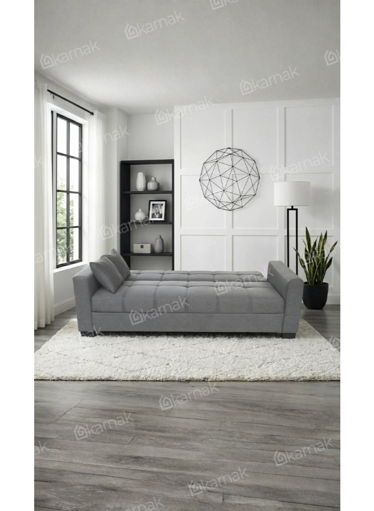 Karnak Alba 2-in-1 Sofa Cum Bed 3 Seater Convertible Sleeper Sofa with Storage & Cushions (Grey) - Image 3