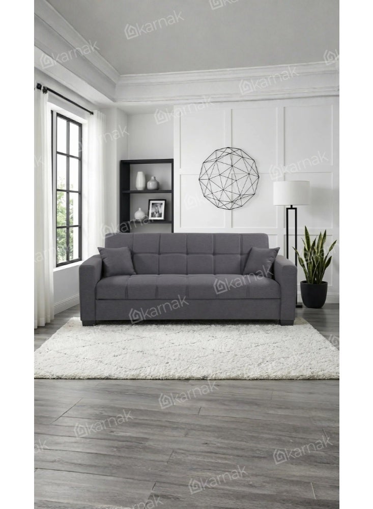 Karnak Alba 2-in-1 Sofa Cum Bed 3 Seater Convertible Sleeper Sofa with Storage & Cushions (Grey) - Image 4